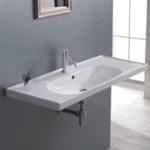 CeraStyle 043500-U Rectangular White Ceramic Wall Mounted or Drop In Bathroom Sink